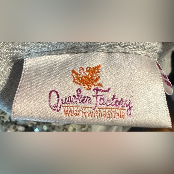 Quacker Factory Zip Up Sparkle Hoodie Sweatshirt Jacket Gray Sequin Size Large - Picture 7 of 9